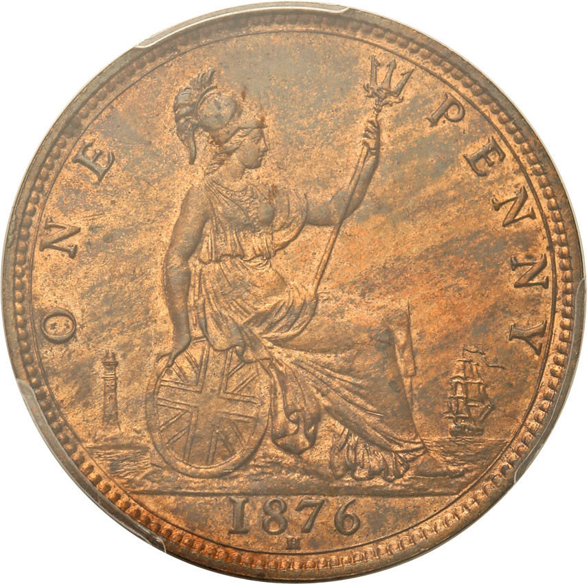 Wielka Brytania. 1 penny 1876 H PCGS UNC